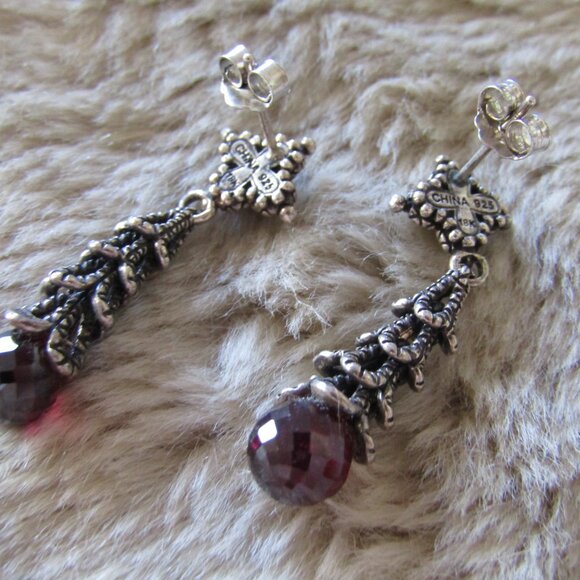 Vintage Barbara Bixby sterling, gold and garnet earrings - Picture 6 of 8